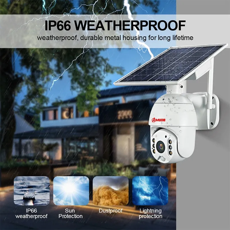 4G SIM Card 1080P IP Camera WIFI 8W Solar Panel Battery