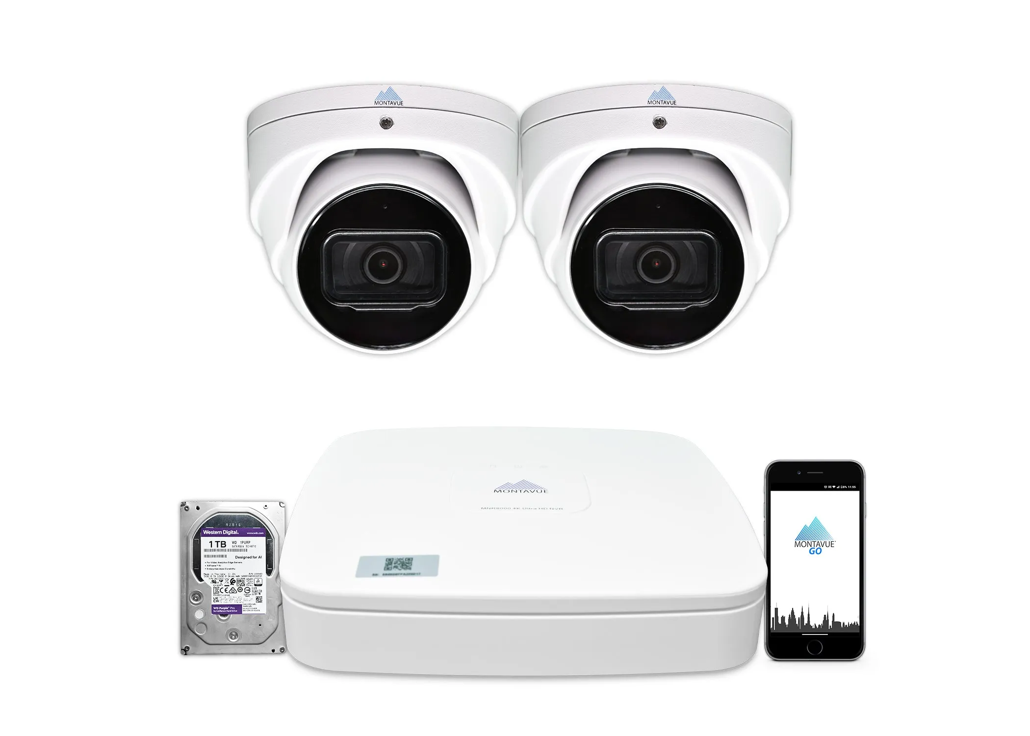 MTT8106-SMD Package | 8MP 4K Smart Motion Turret Cameras and 4 Channel NVR with 1TB HDD